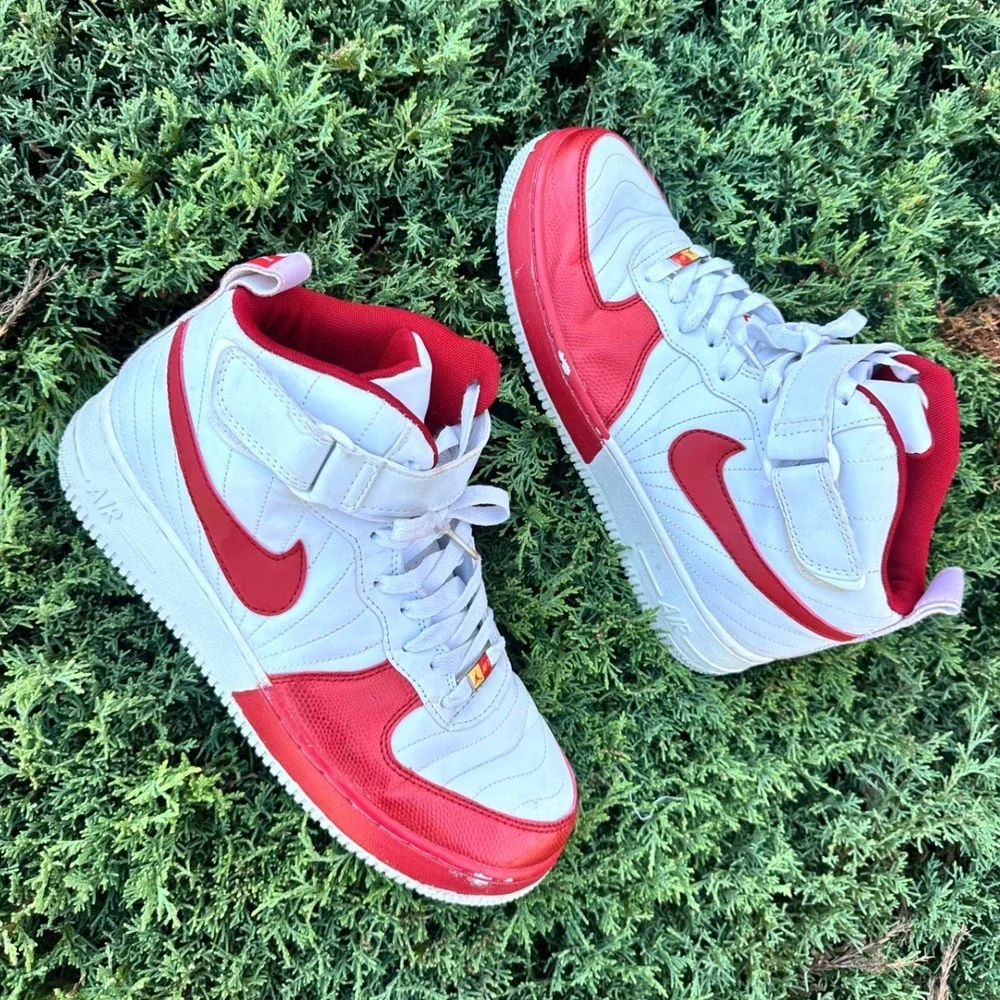 Nike Air Force 1 Fusion Jordan Mid Men's Athletic Shoes Size 9 White Varsity Red